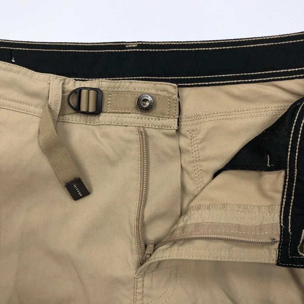 Prana Zion Cargo Shorts Mens Large Tan Khaki Hiking Climbing Outdoor Belted